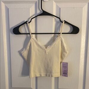 Wild Fable Cream and Yellow Fitted Crop Camisole